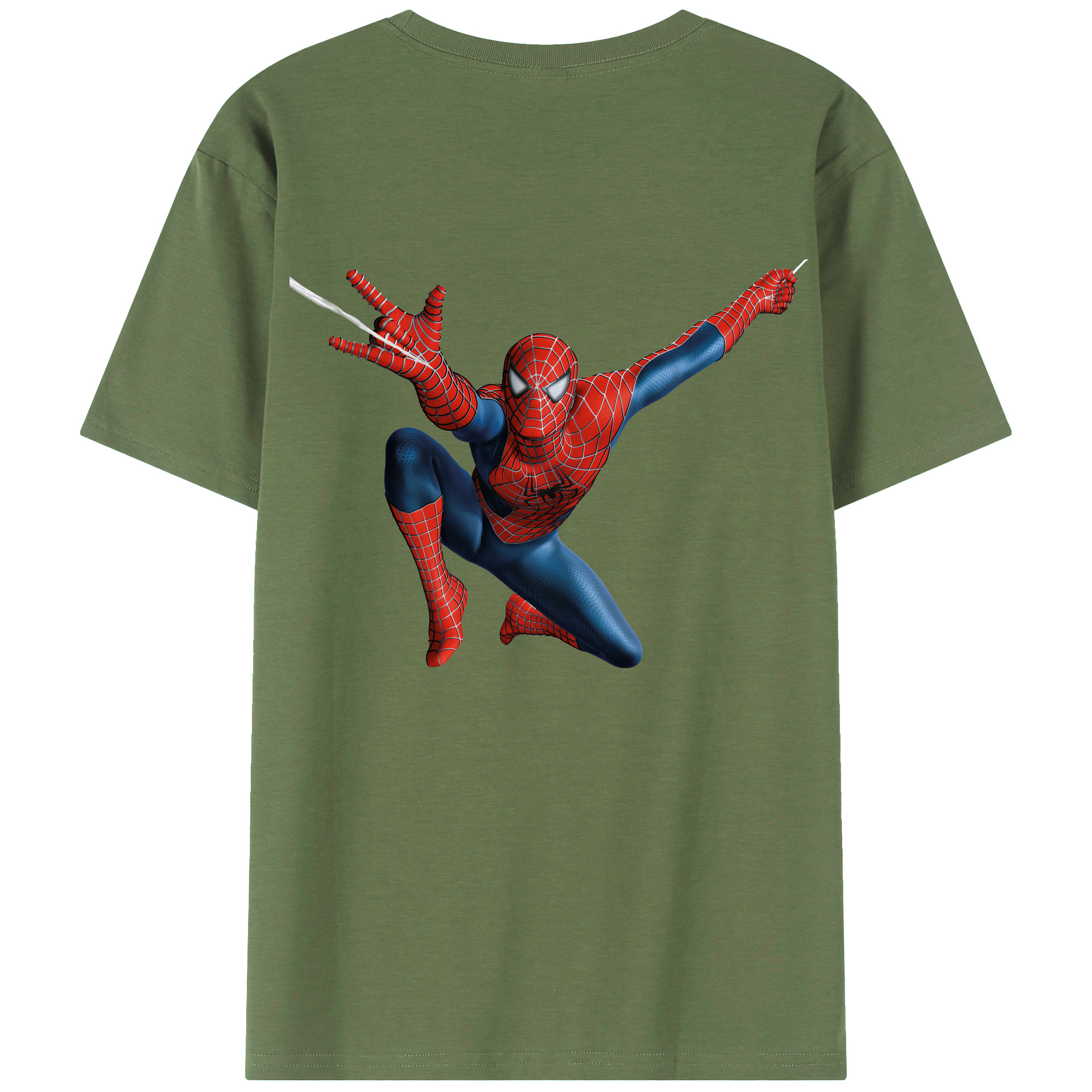 （画像用） Spider Man スパイダーマン 綿100％ メンズ半袖Tシャツ（バックプリント） 通気性